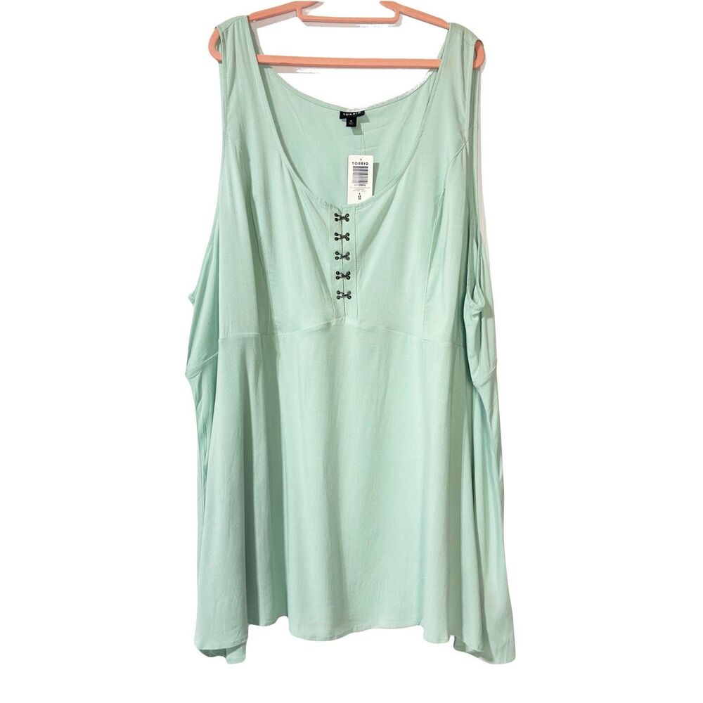 Torrid Tank Top Cami Sleeveless Light Green Size 6X 30 Hook & Eye Detail NWT